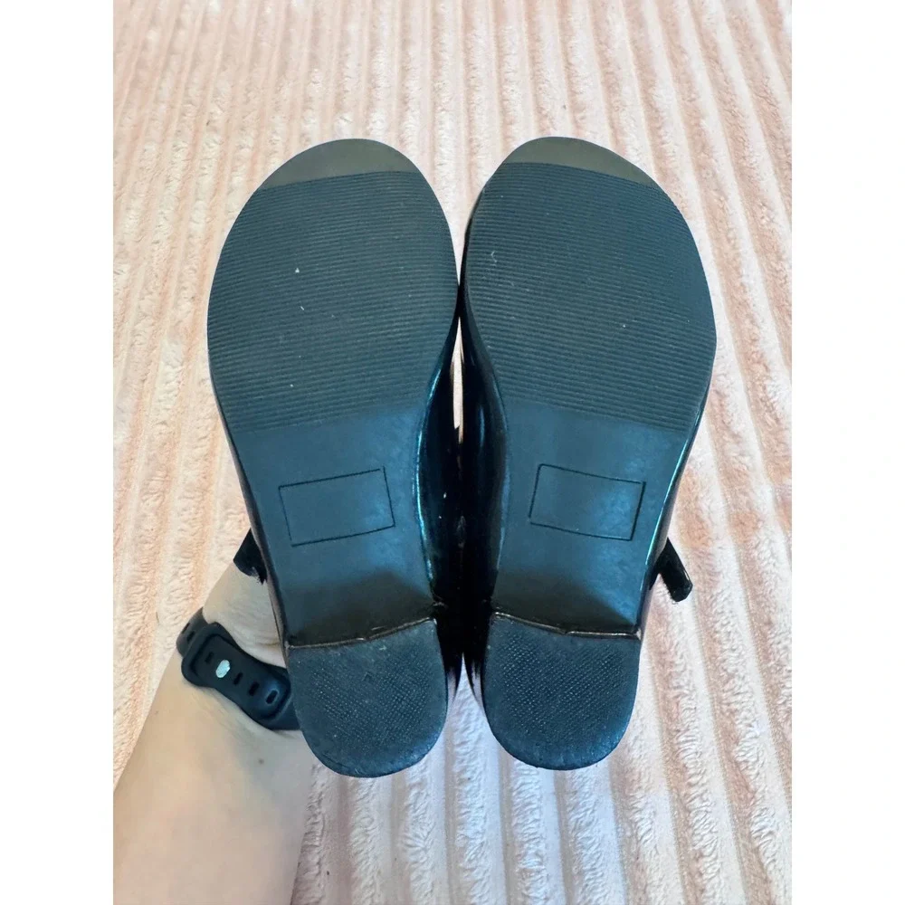 SO Girls Black Patent Mary Jane Dress Shoes Memory Foam Block Heel Size 12